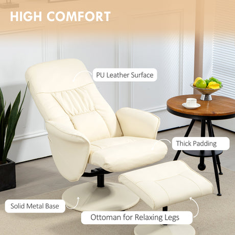 Faux Leather Recliner Chair 76cm Wide With Footstool - Velmora