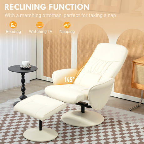 Faux Leather Recliner Chair 76cm Wide With Footstool - Velmora