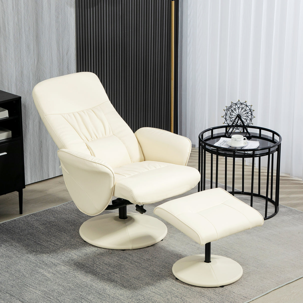 Faux Leather Recliner Chair 76cm Wide With Footstool - Velmora