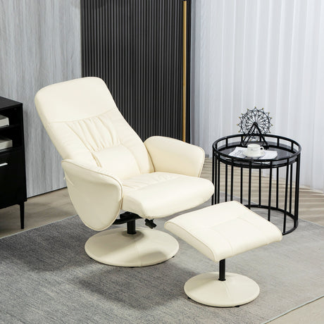 Faux Leather Recliner Chair 76cm Wide With Footstool - Velmora
