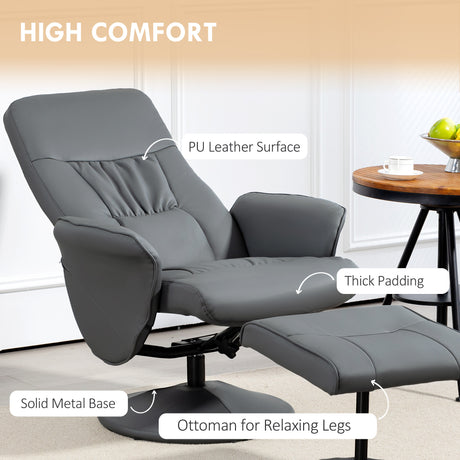 Faux Leather Recliner Chair 76cm Wide With Footstool - Velmora