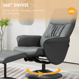 Faux Leather Recliner Chair 76cm Wide With Footstool - Velmora