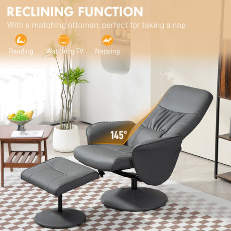 Faux Leather Recliner Chair 76cm Wide With Footstool - Velmora