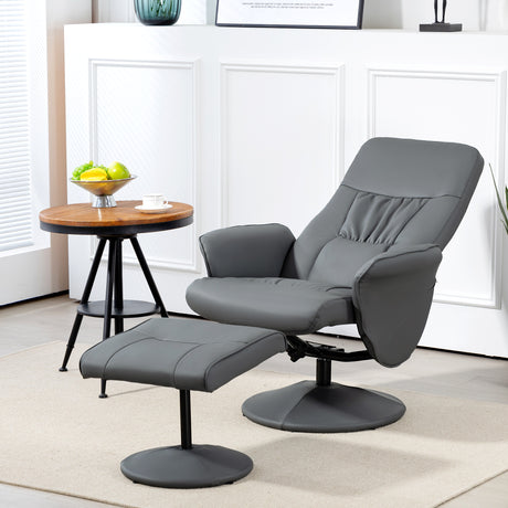 Faux Leather Recliner Chair 76cm Wide With Footstool - Velmora
