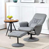 Faux Leather Recliner Chair 76cm Wide With Footstool - Velmora