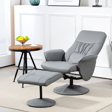 Faux Leather Recliner Chair 76cm Wide With Footstool - Velmora