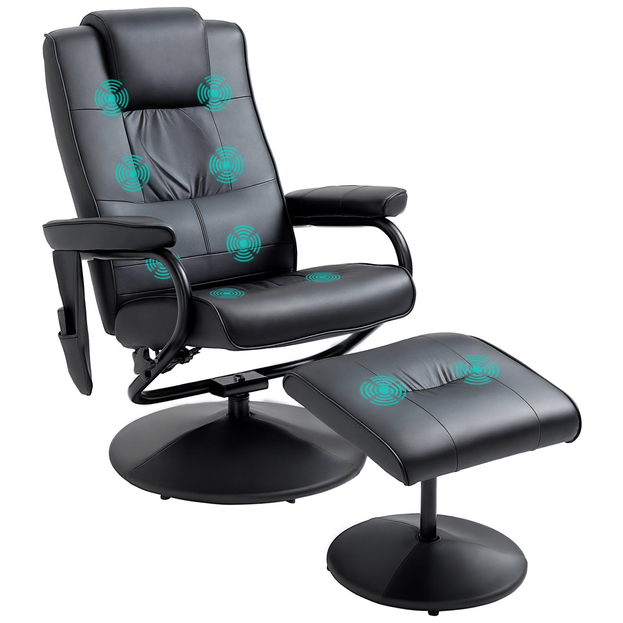 Faux Leather Recliner Chair 77cm Wide With Footstool - Velmora