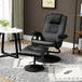 Faux Leather Recliner Chair 77cm Wide With Footstool - Velmora