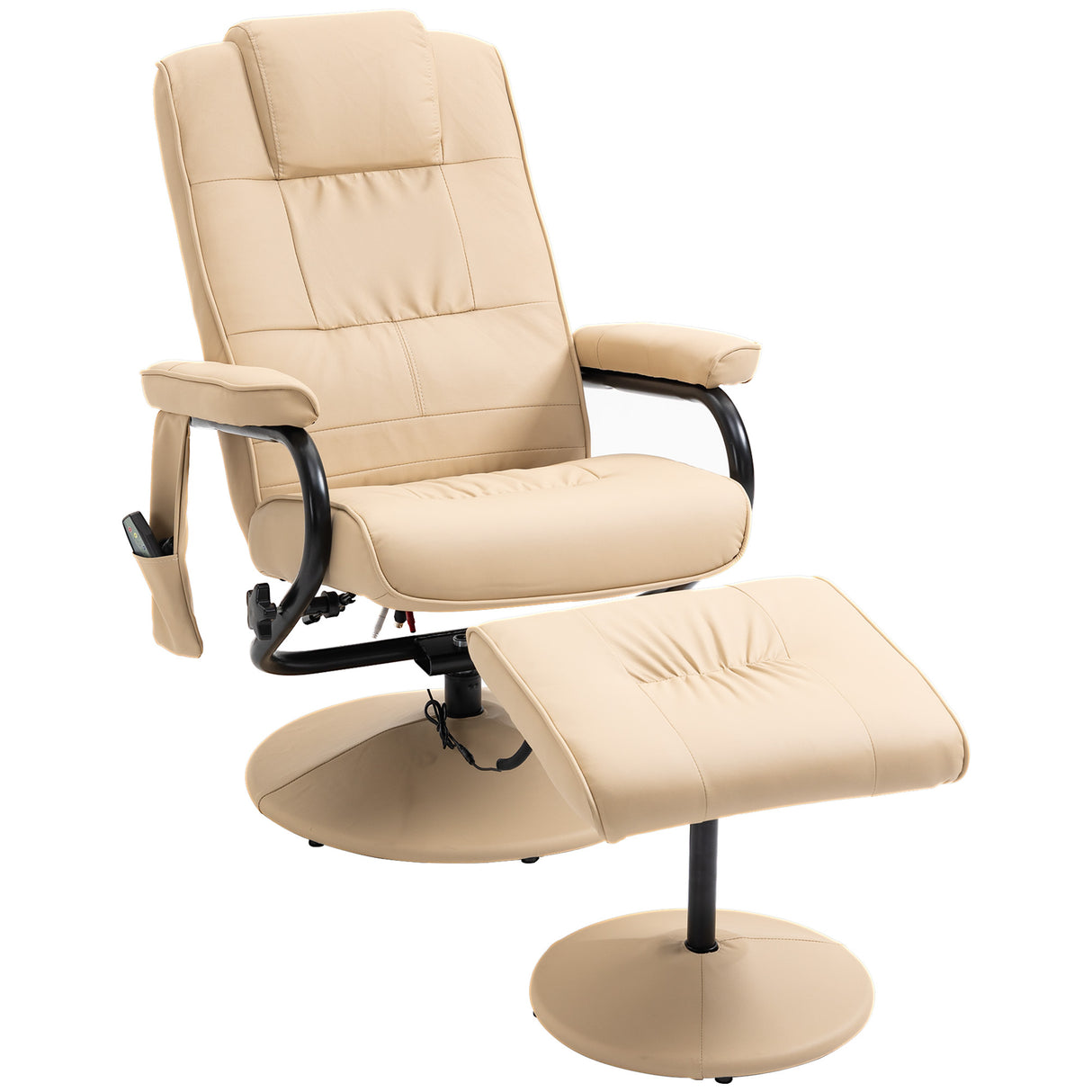 Faux Leather Recliner Chair 77cm Wide With Footstool - Velmora