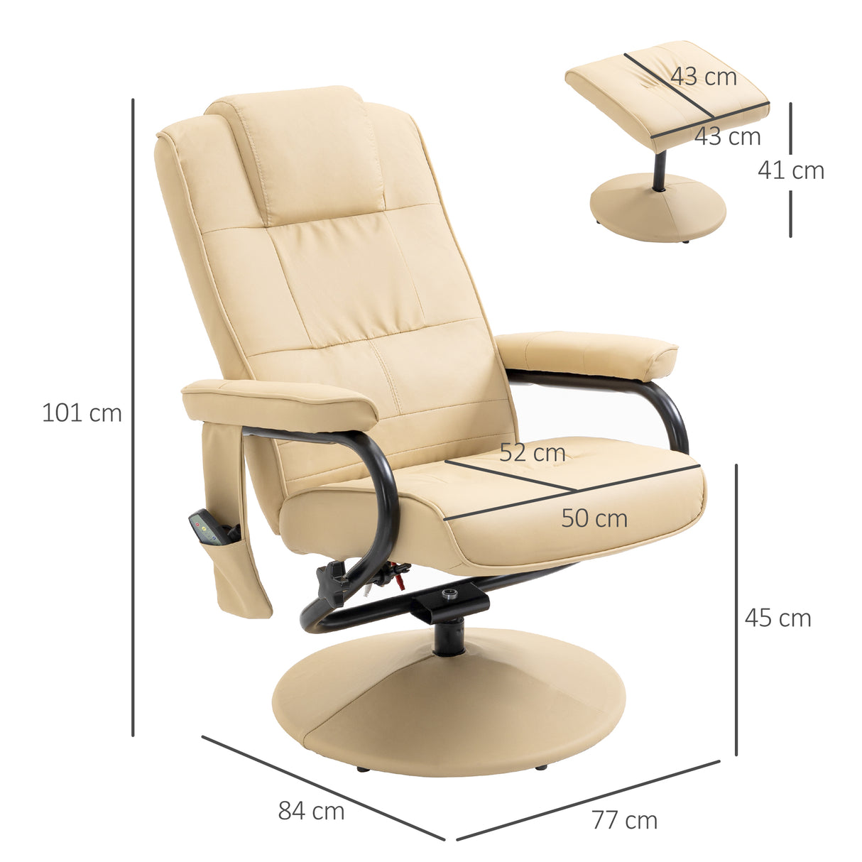 Faux Leather Recliner Chair 77cm Wide With Footstool - Velmora
