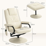 Faux Leather Recliner Chair 77cm Wide With Footstool - Velmora