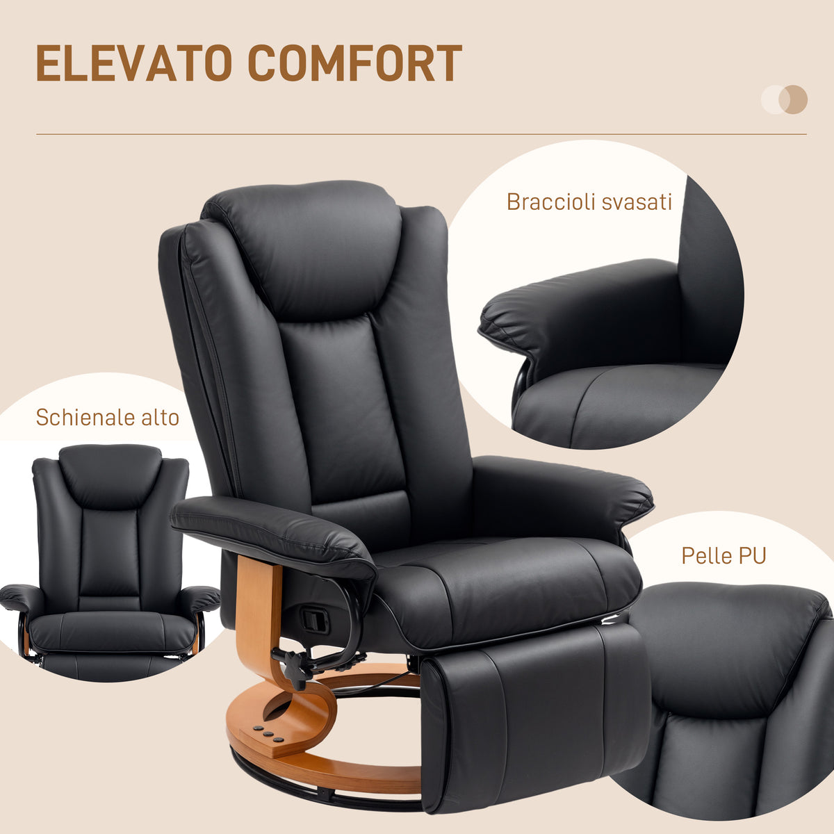 Faux Leather Recliner Chair 78cm Wide With Footrest And Steel Base - Velmora