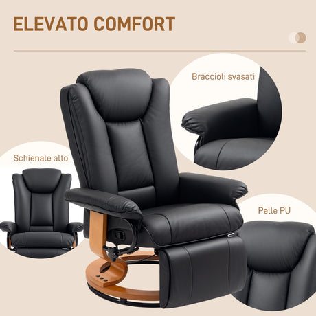 Faux Leather Recliner Chair 78cm Wide With Footrest And Steel Base - Velmora