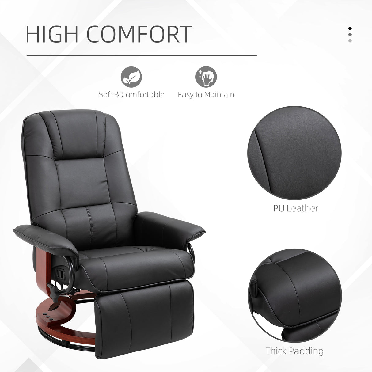 Faux Leather Recliner Chair 78cm Wide With Footrest - Velmora