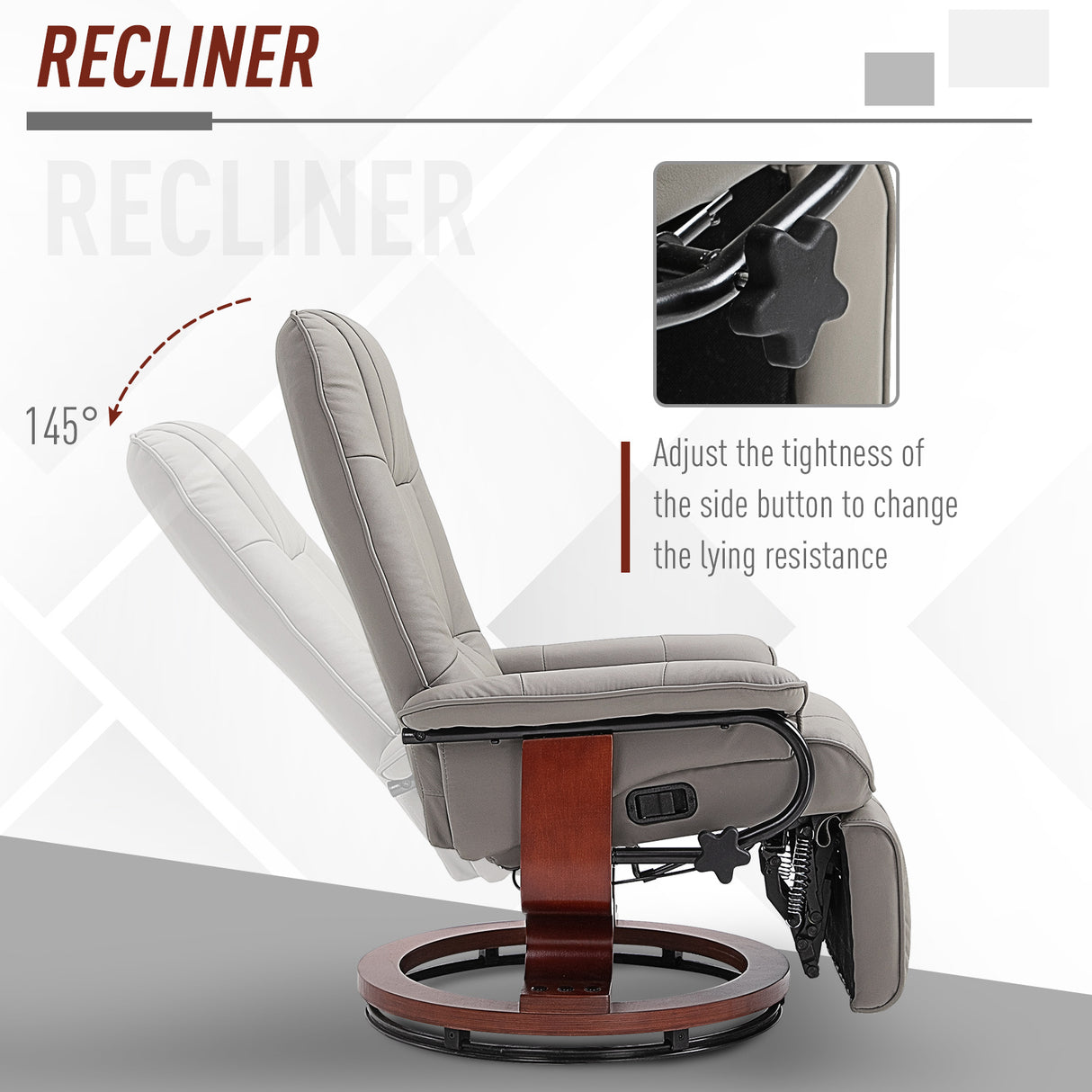 Faux Leather Recliner Chair 78cm Wide With Footrest - Velmora