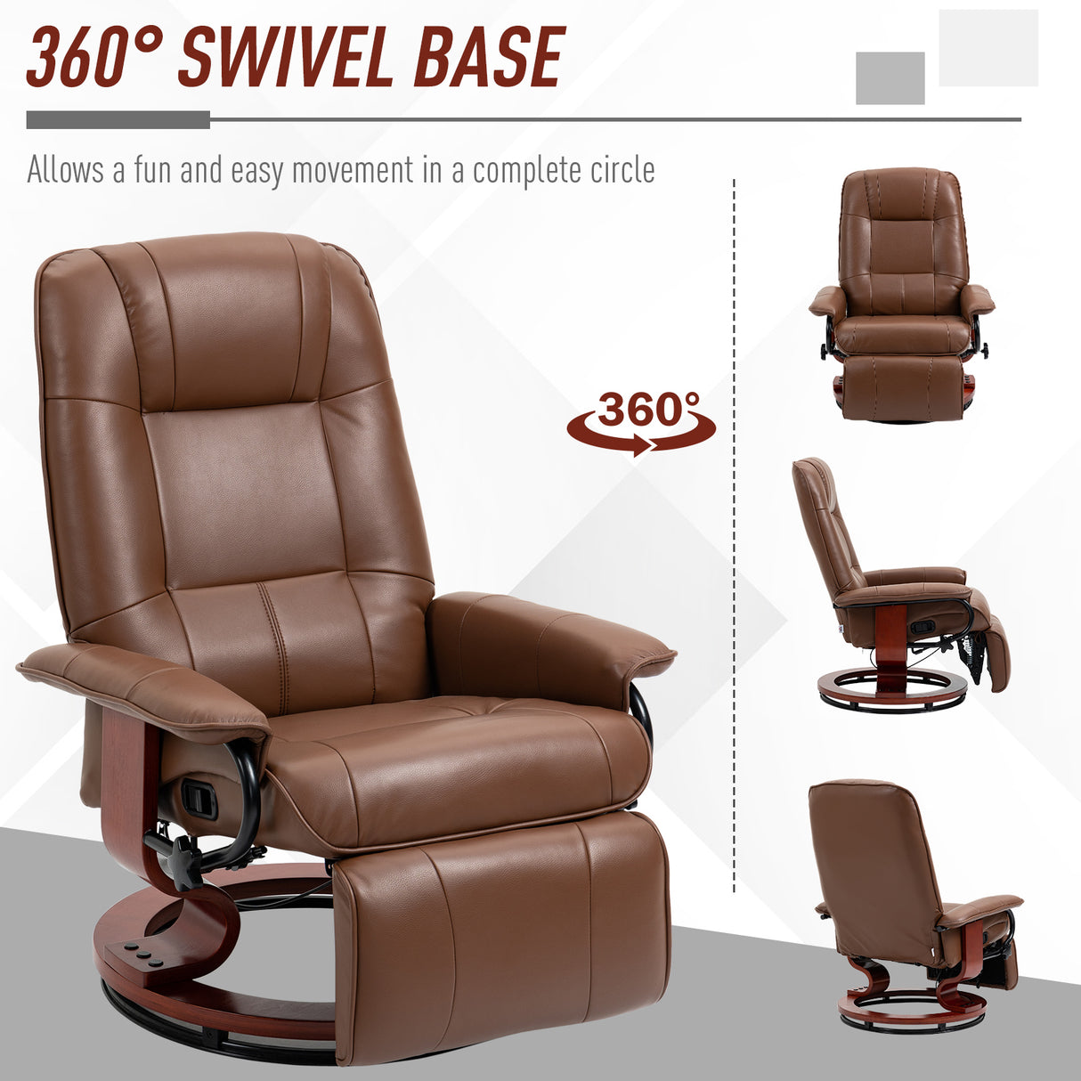 Faux Leather Recliner Chair 78cm Wide With Footrest - Velmora
