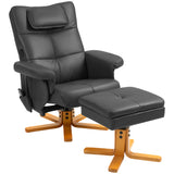Faux Leather Recliner Chair 78cm Wide With Footstool - Velmora
