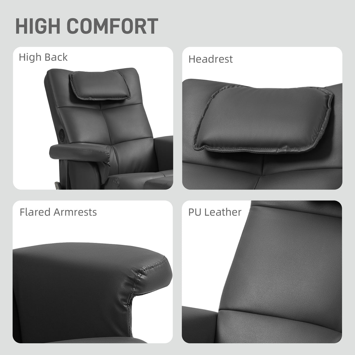 Faux Leather Recliner Chair 78cm Wide With Footstool - Velmora