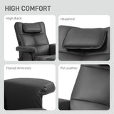 Faux Leather Recliner Chair 78cm Wide With Footstool - Velmora