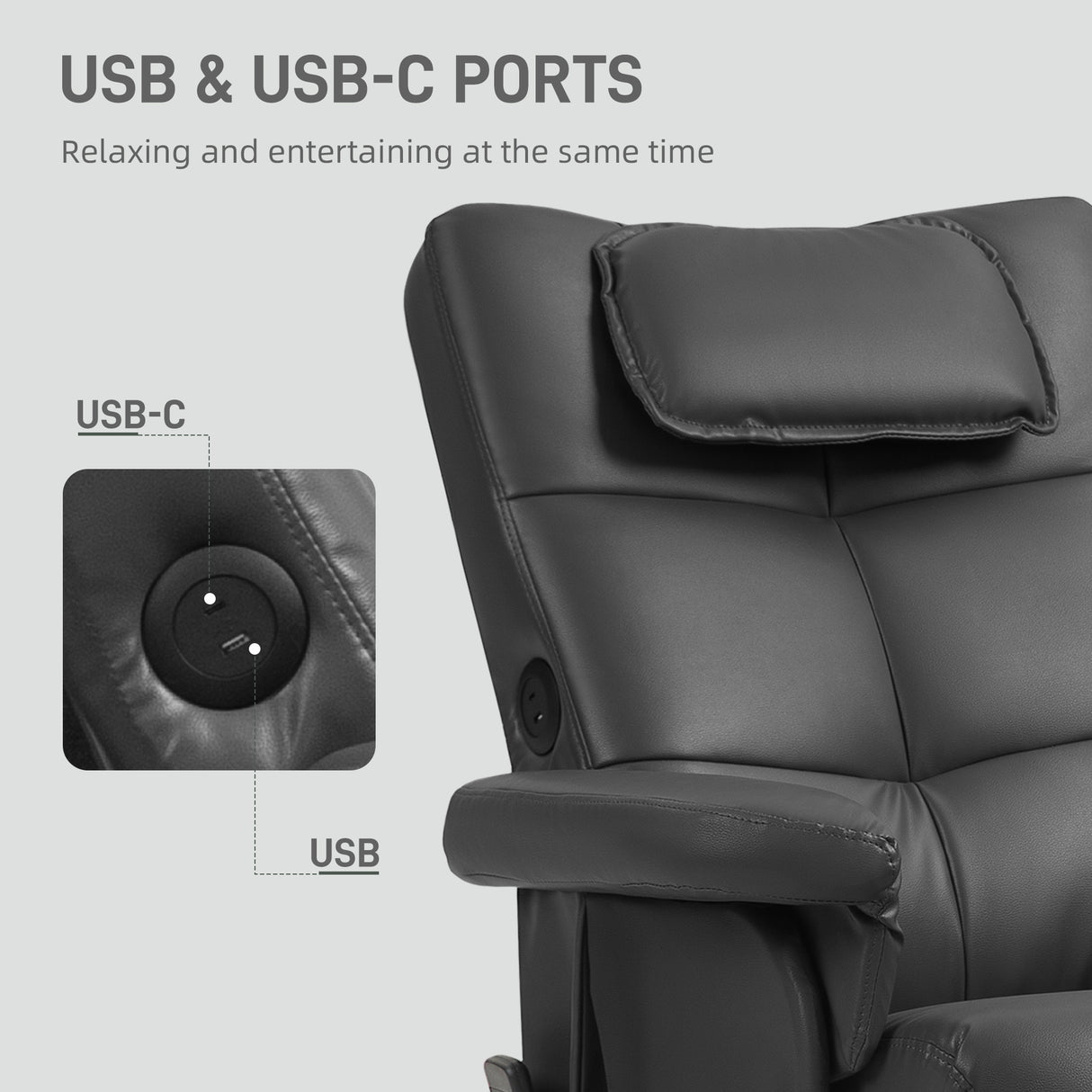 Faux Leather Recliner Chair 78cm Wide With Footstool - Velmora