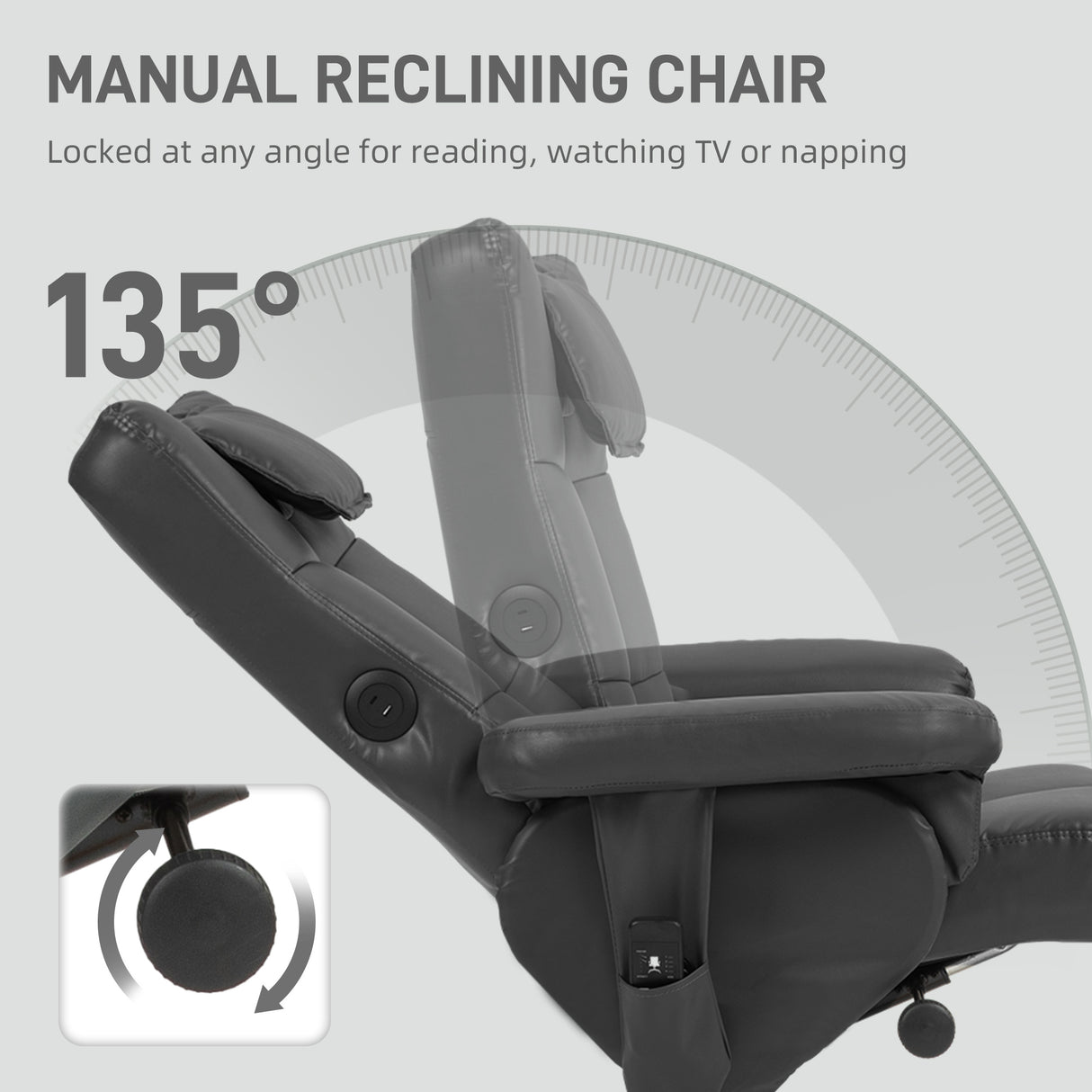 Faux Leather Recliner Chair 78cm Wide With Footstool - Velmora