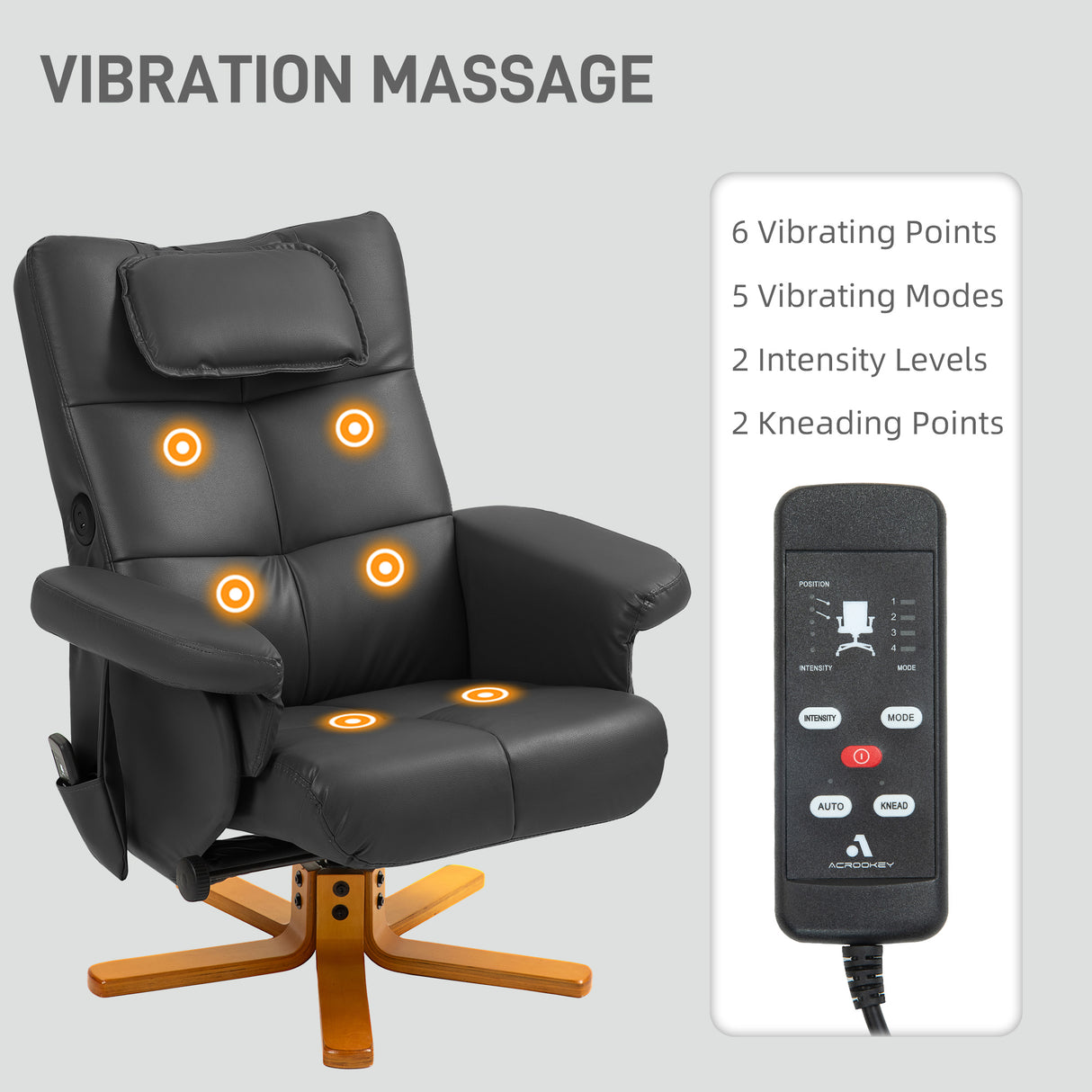 Faux Leather Recliner Chair 78cm Wide With Footstool - Velmora