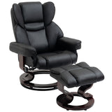 Faux Leather Recliner Chair 80cm Wide With Footstool And Metal Base - Velmora