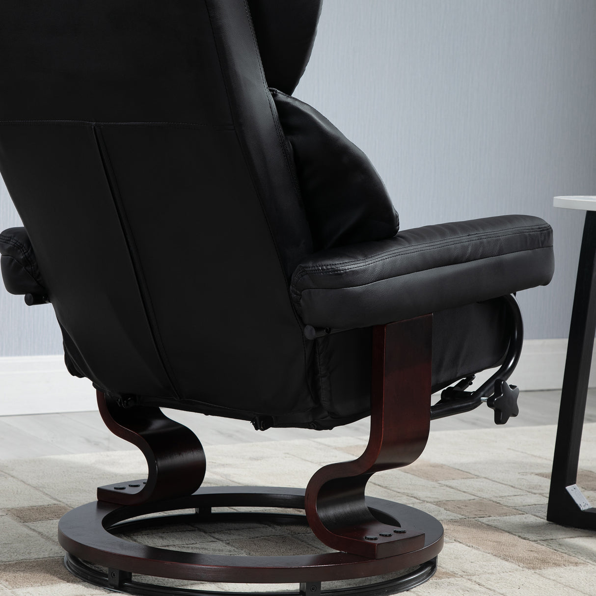 Faux Leather Recliner Chair 80cm Wide With Footstool And Metal Base - Velmora