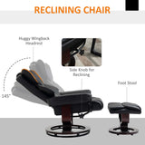 Faux Leather Recliner Chair 80cm Wide With Footstool And Metal Base - Velmora