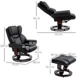 Faux Leather Recliner Chair 80cm Wide With Footstool And Metal Base - Velmora