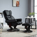 Faux Leather Recliner Chair 80cm Wide With Footstool And Metal Base - Velmora