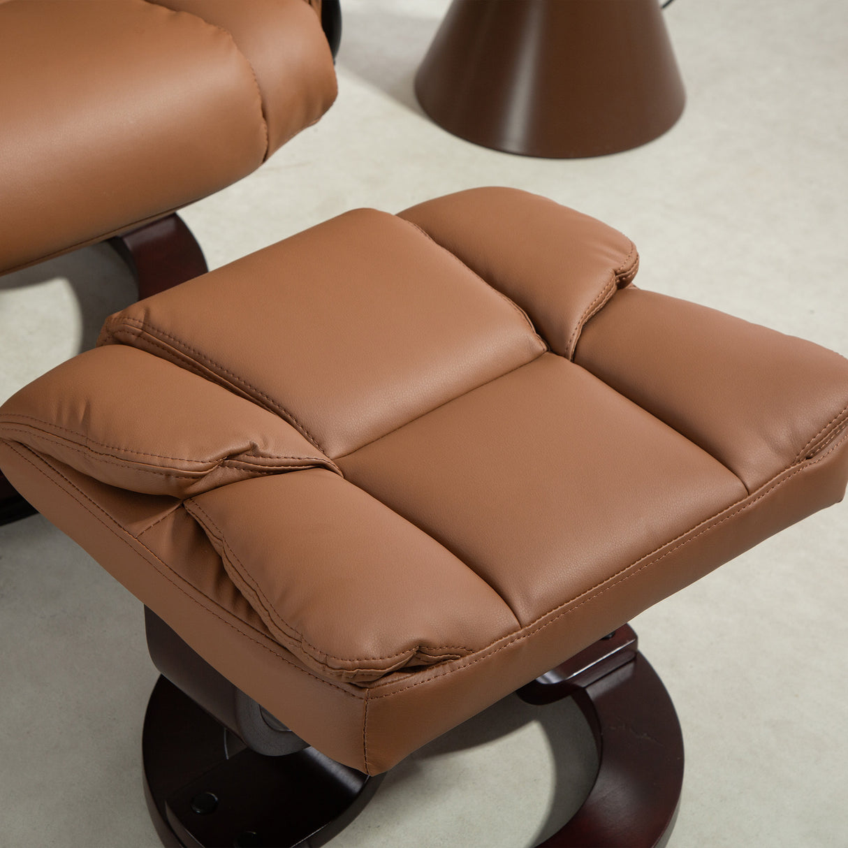 Faux Leather Recliner Chair 80cm Wide With Footstool And Metal Base - Velmora
