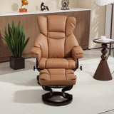 Faux Leather Recliner Chair 80cm Wide With Footstool And Metal Base - Velmora