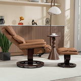 Faux Leather Recliner Chair 80cm Wide With Footstool And Metal Base - Velmora