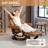 Faux Leather Recliner Chair 80cm Wide With Footstool And Metal Base - Velmora