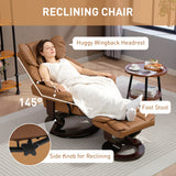 Faux Leather Recliner Chair 80cm Wide With Footstool And Metal Base - Velmora