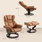 Faux Leather Recliner Chair 80cm Wide With Footstool And Metal Base - Velmora