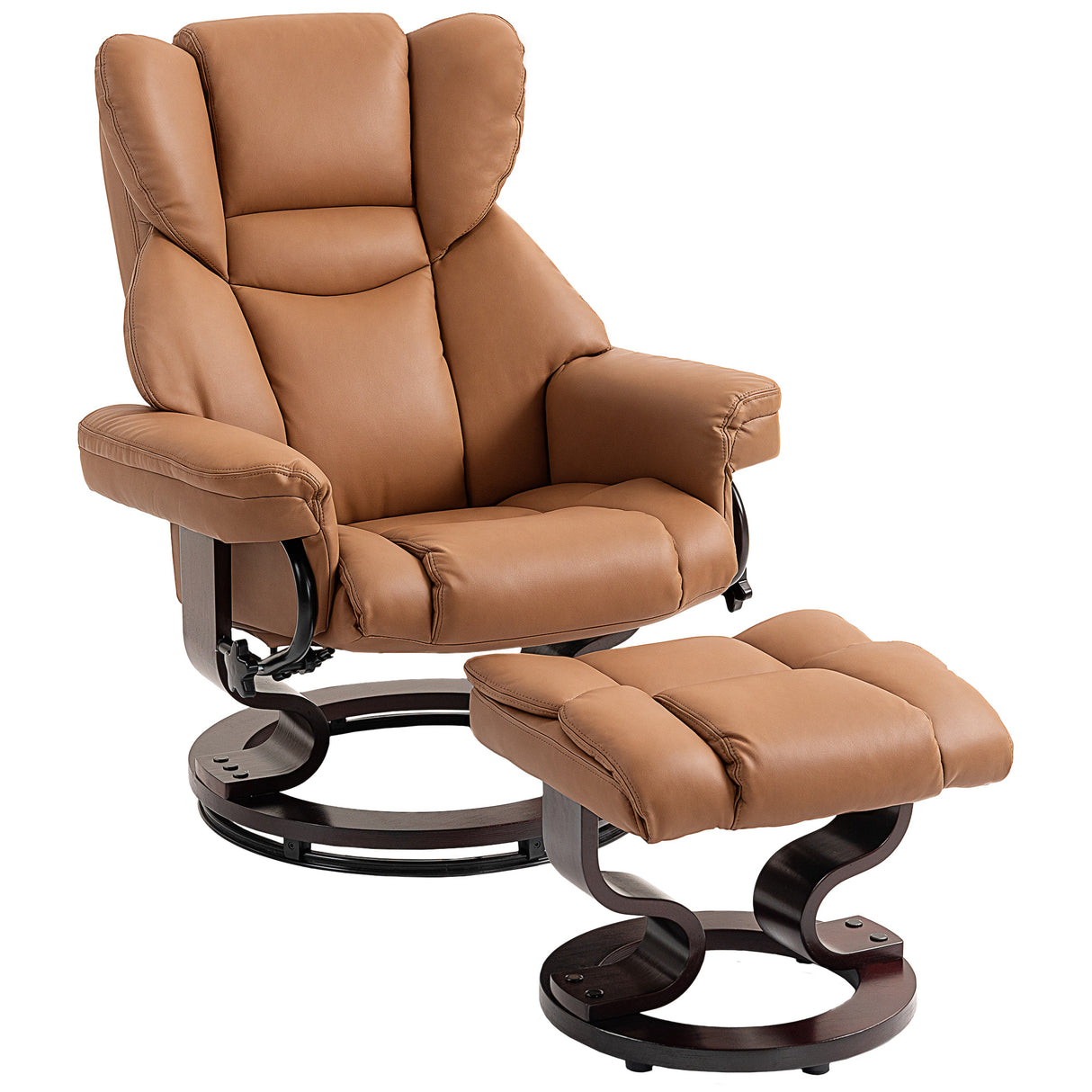 Faux Leather Recliner Chair 80cm Wide With Footstool And Metal Base - Velmora