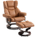 Faux Leather Recliner Chair 80cm Wide With Footstool And Metal Base - Velmora