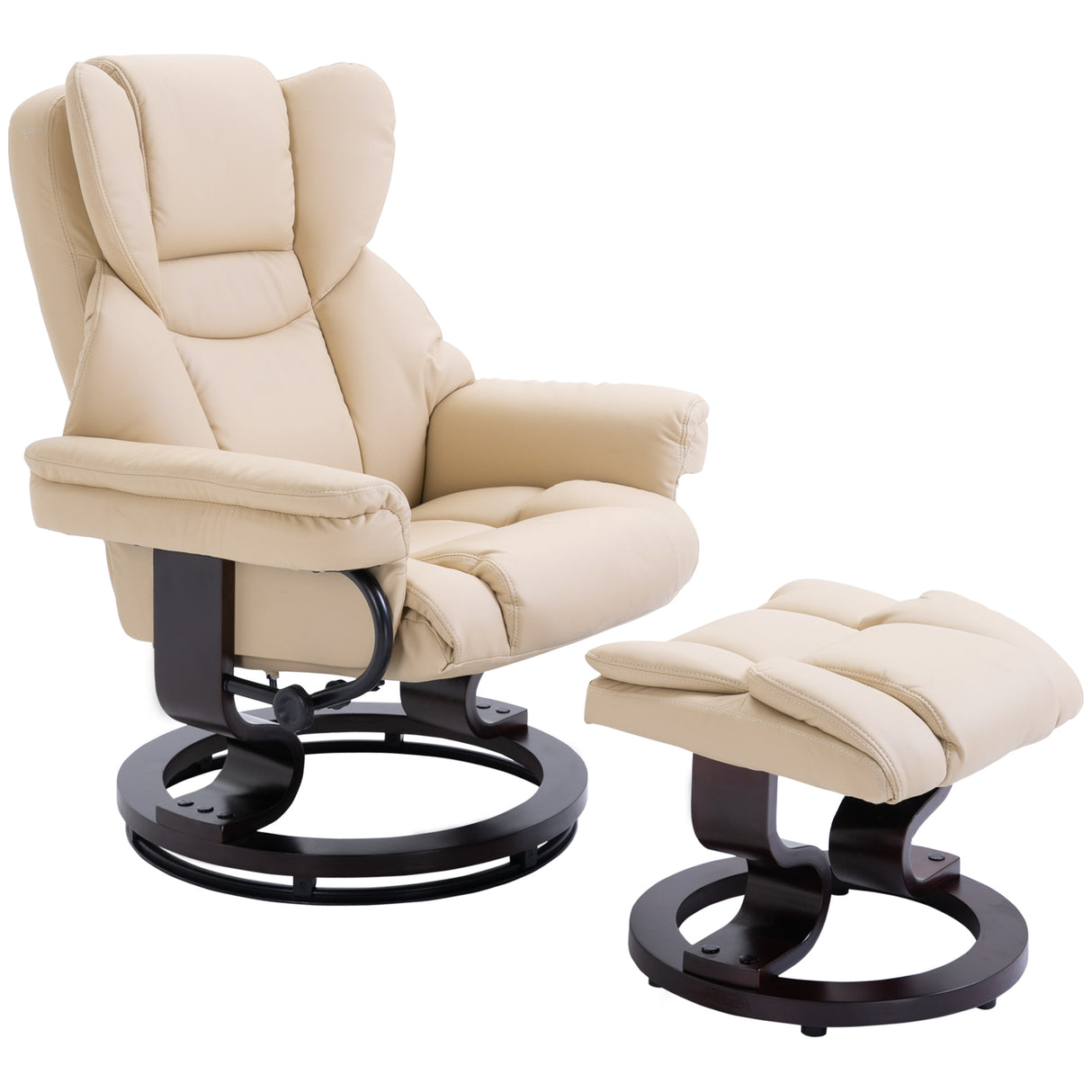 Faux Leather Recliner Chair 80cm Wide With Footstool And Metal Base - Velmora