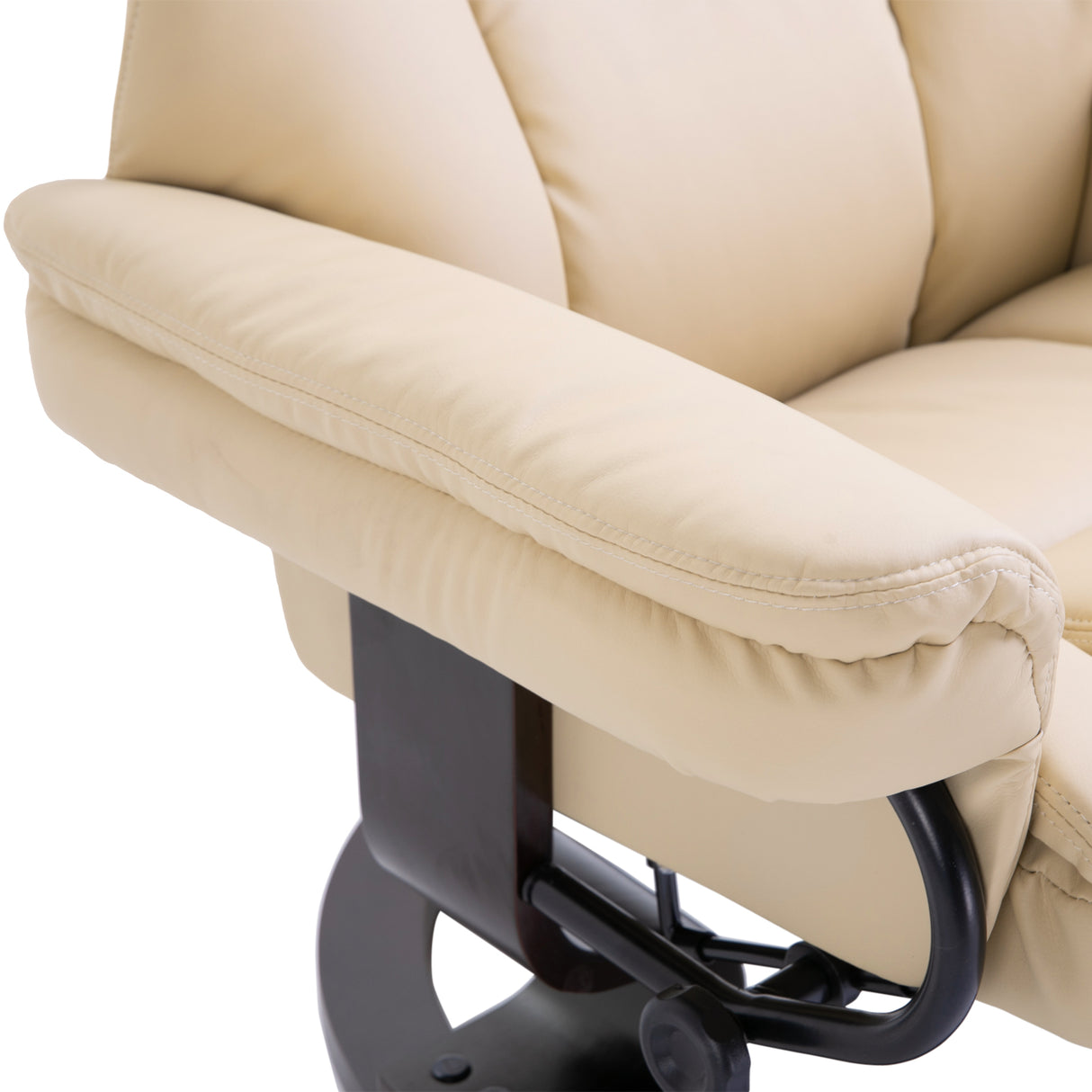 Faux Leather Recliner Chair 80cm Wide With Footstool And Metal Base - Velmora