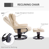 Faux Leather Recliner Chair 80cm Wide With Footstool And Metal Base - Velmora