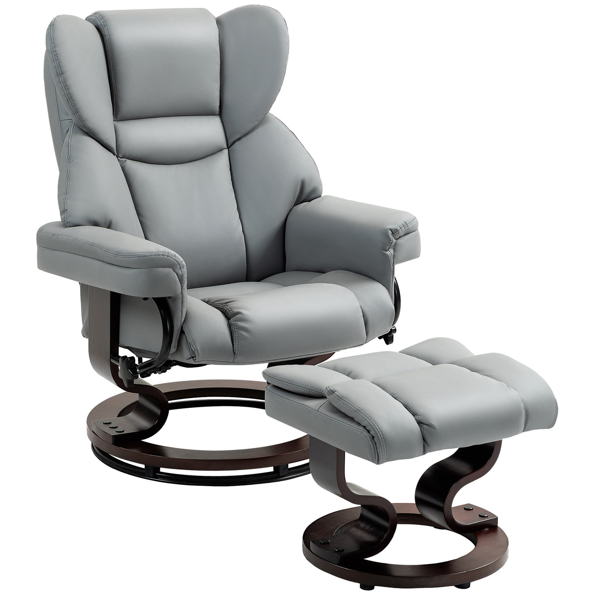 Faux Leather Recliner Chair 80cm Wide With Footstool And Metal Base - Velmora