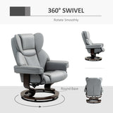 Faux Leather Recliner Chair 80cm Wide With Footstool And Metal Base - Velmora