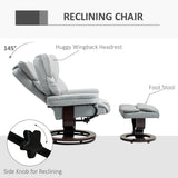 Faux Leather Recliner Chair 80cm Wide With Footstool And Metal Base - Velmora