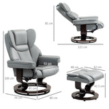 Faux Leather Recliner Chair 80cm Wide With Footstool And Metal Base - Velmora