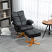 Faux Leather Recliner Chair 80cm Wide With Footstool And Wooden Base - Velmora