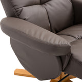 Faux Leather Recliner Chair 80cm Wide With Footstool And Wooden Base - Velmora