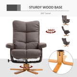 Faux Leather Recliner Chair 80cm Wide With Footstool And Wooden Base - Velmora