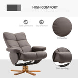 Faux Leather Recliner Chair 80cm Wide With Footstool And Wooden Base - Velmora